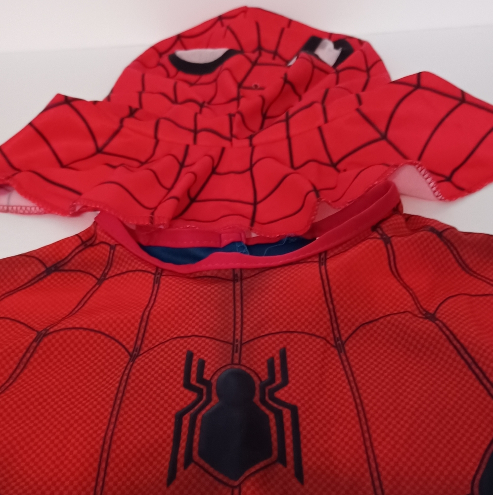 Kids SPIDER MAN Marvel  Themed Red Blue Costume With Hood Size One Size